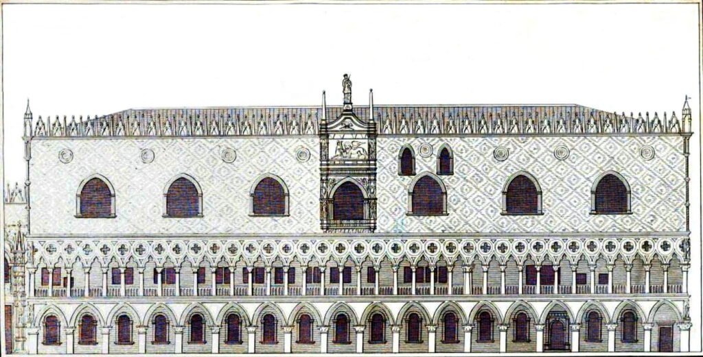 Disegno storico della facciata di Palazzo Ducale